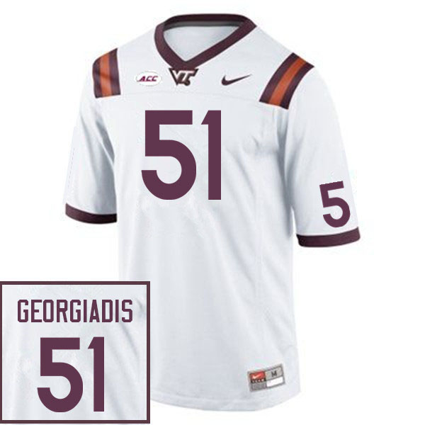 Men #51 Dimitri Georgiadis Virginia Tech Hokies College Football Jerseys Sale-White